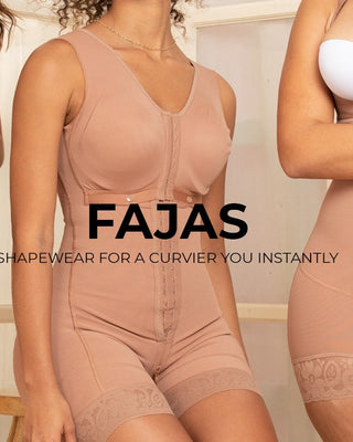 up close colombian fajas thre women standing and sitting