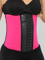 Waist view of Pink Sports Latex Covered Workout Waist Trainer.