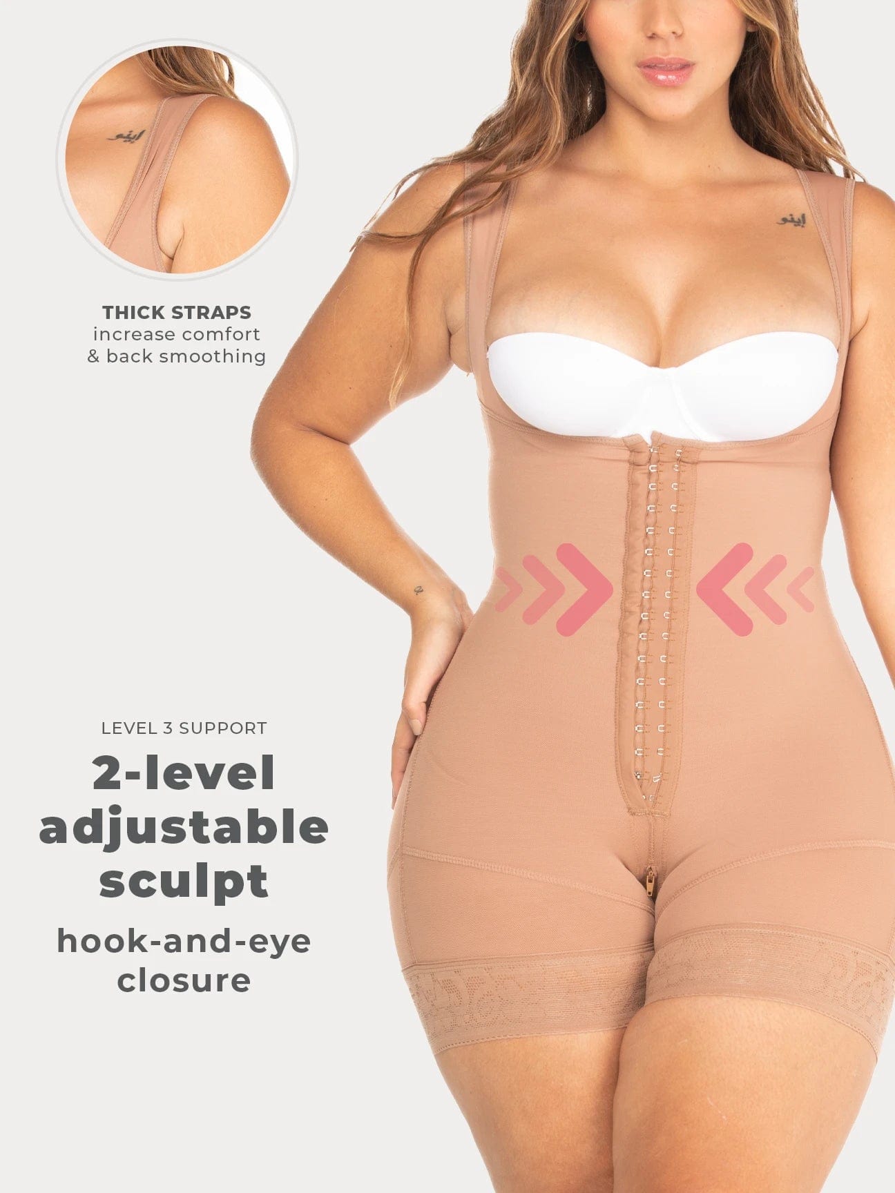 Sculpting Faja with Hooks & Thick Straps NS049