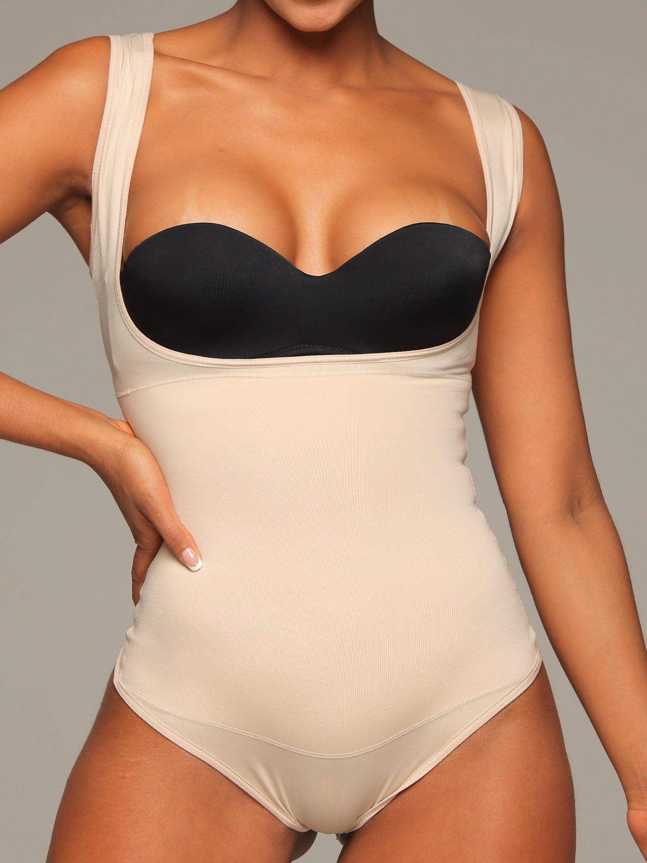 Waist Cinching Vest Thong Bodysuit 6056
