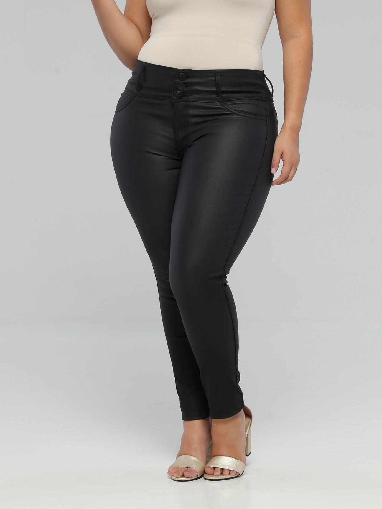 Laverna Faux Leather Butt Lift Jeans CB002