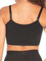 Back view of the black high compression surgical bra.