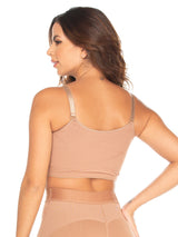 Back view of the high compression surgical bra with central hooks.