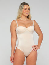 Sweetheart Full Black Bodysuit with Tummy Control front view beige color.