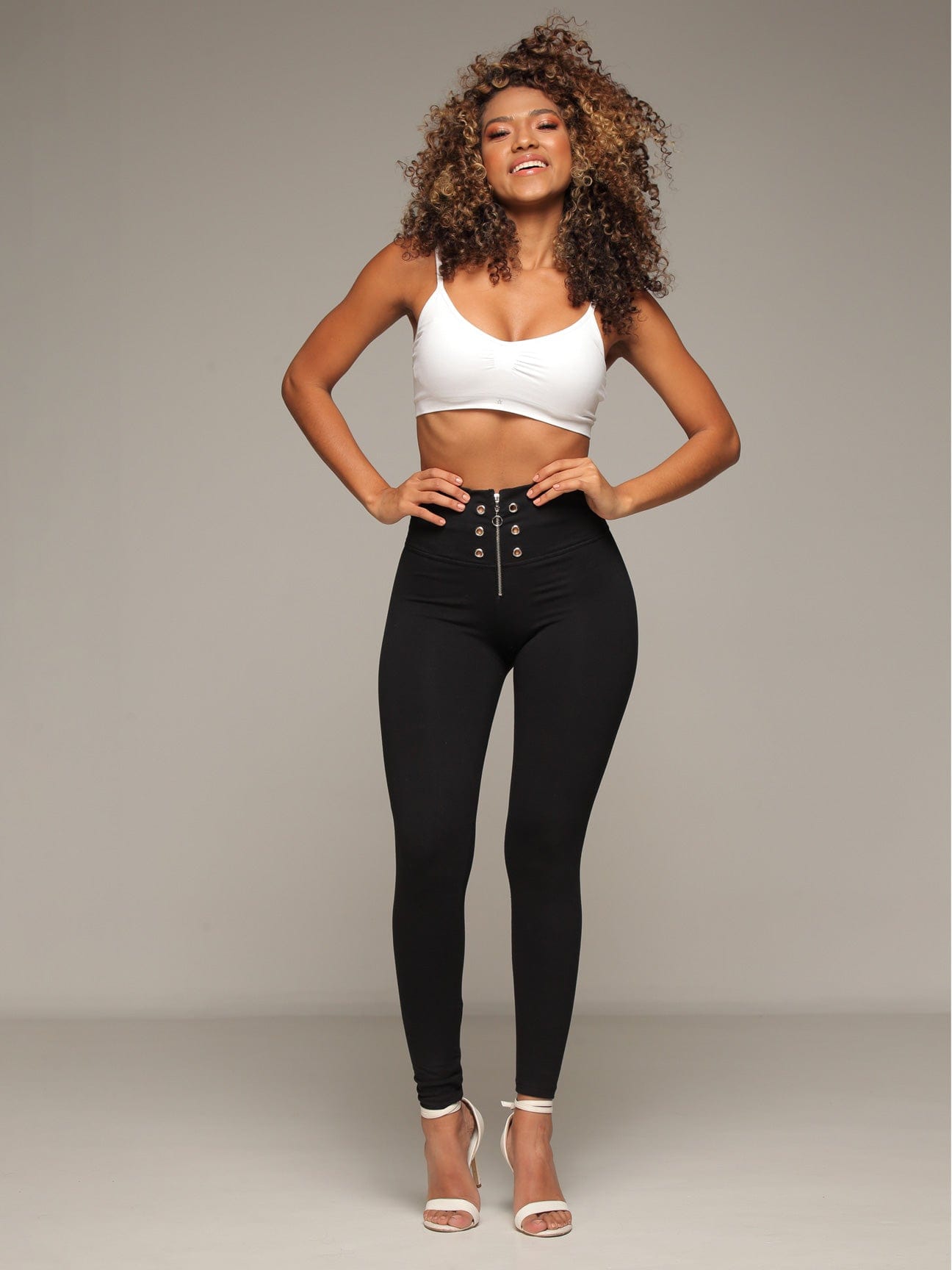 Brooke High Waisted Leggings with Tummy Control full body front view.